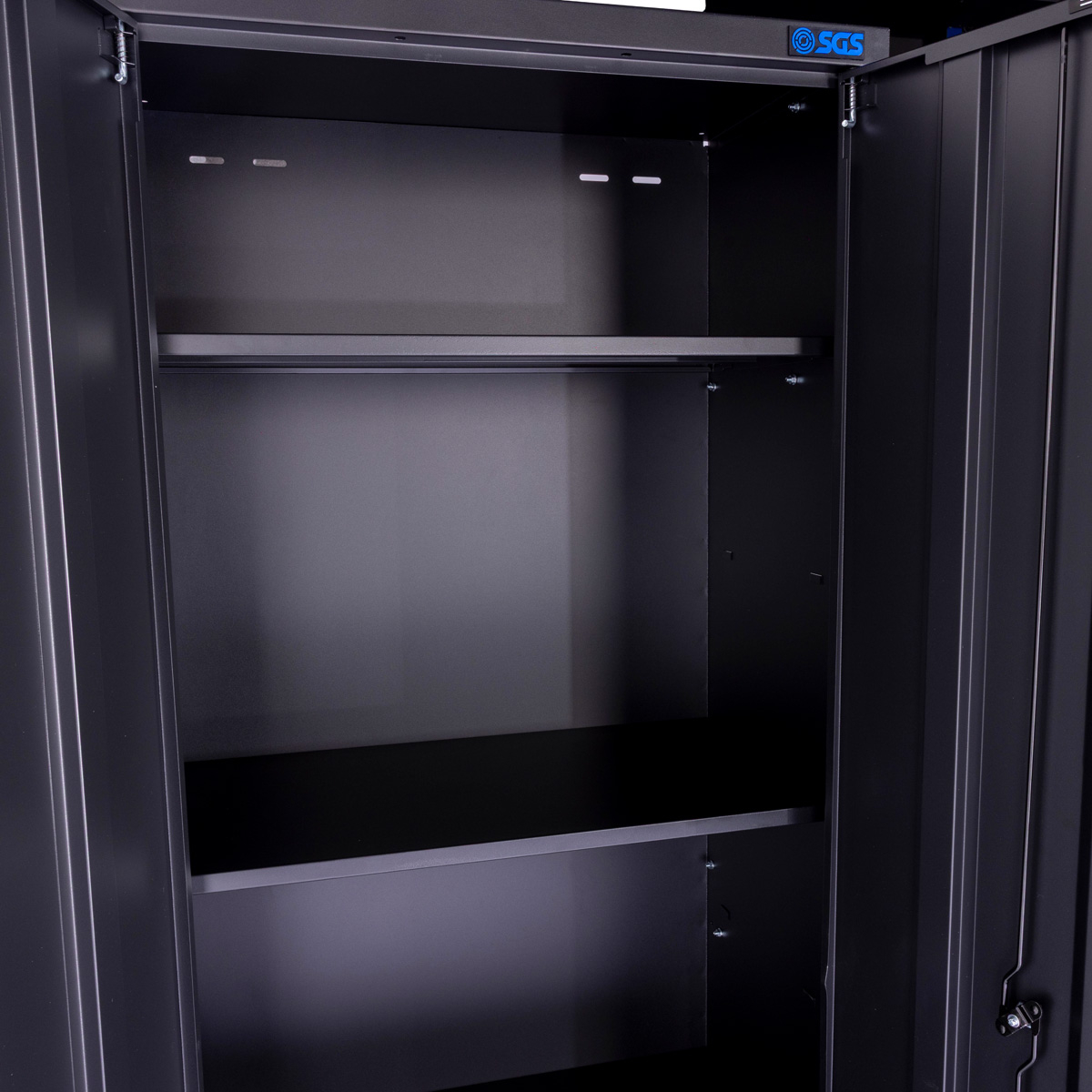 SGS 6pc Garage Storage System | Stainless Work Bench | Wheeled Cabinet | Wall Shelving | Tall Double Side Cabinet | Blue